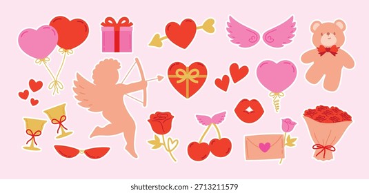 cute girly graphic element vector set for decorating your valentine's day artwork