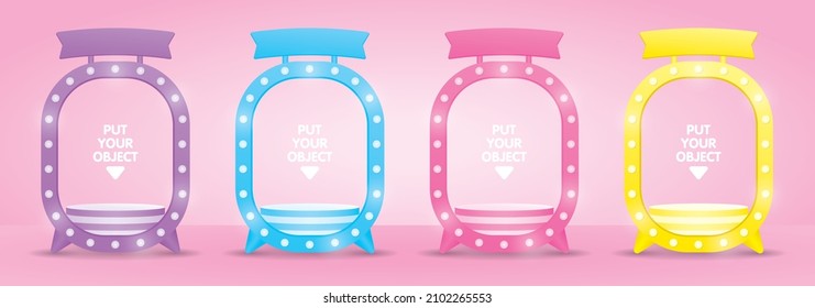 cute girly light bulb capsule shape podium display 3d illustration vector for putting your object