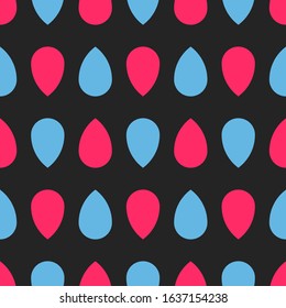Cute and girly seamless pattern of water drop or pick guitar in red and blue