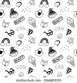 cute and girly style doodle background