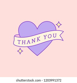 Cute and girly Thank You badge vector