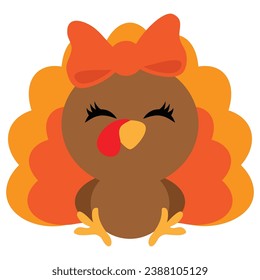 Cute girly turkey vector cartoon illustration