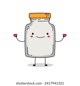 Cute Glass Jar Cartoon Character spreading love doodle