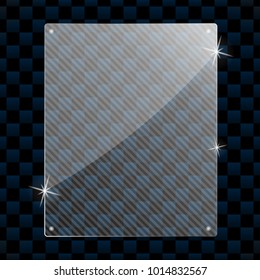 Cute glass trophy award. Vector illustration. Blank shiny glass award
