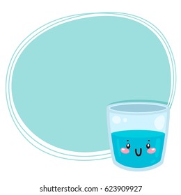 Cute Glass Of Water, Cartoon Character, Background, Vector.