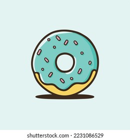 cute glazed donut, vector, illustration
