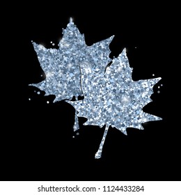 Cute glitter maple leaves on black