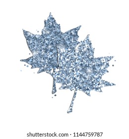 Cute glitter maple leaves on white