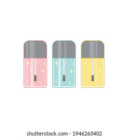 Cute glitter nail polishes isolated on white background. Vector illustration.