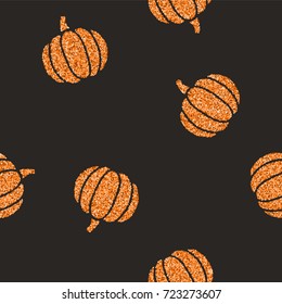 Cute glitter pumpkins background. Halloween seasonal decoration. Vector seamless pattern