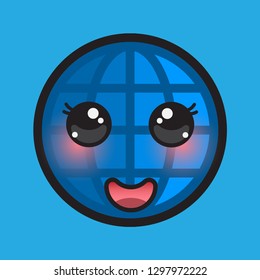 cute "globe" cartoon images with a funny expression, isolated with solid colored background.