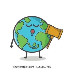 Cute Globe, Earth Character Flat Cartoon Emoticon Vector Template Design Illustration