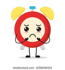 Cute gloomy alarm clock character. Funny sad clock cartoon emoticon in flat style. alarm clock emoji vector illustration