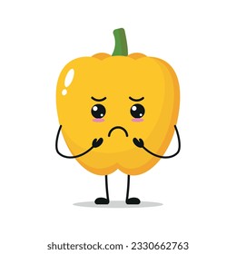 Cute gloomy paprika character. Funny sad paprika cartoon emoticon in flat style. vegetable emoji vector illustration