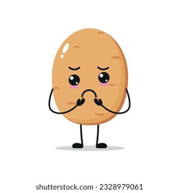 Cute gloomy potato character. Funny sad potato cartoon emoticon in flat style. vegetable emoji vector illustration