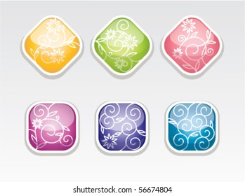 Cute glossy buttons with flower pattern