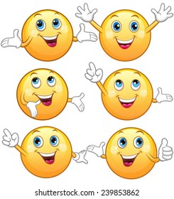 Feine glänzende, fröhliche Emoticons.