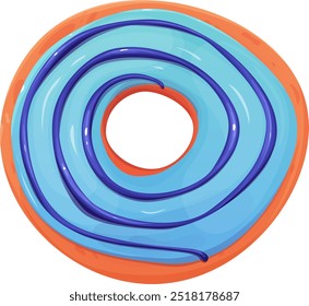 Cute and glossy donuts with blue glaze and blue topping. Donut blue. Donut isolated on a white background. Cartoon style. Vector donut.