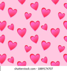 Cute glossy glowing heart seamless pattern for candy industry, wallpaper, or printing. Valentines day seamless background.