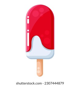 Cute glossy ice cream, tasty dessert, summer food, frozen sweet food illustration with topping.