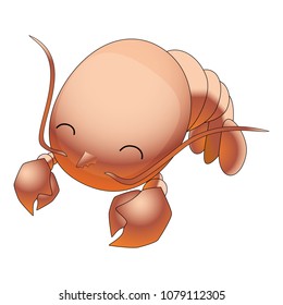 Cute Glossy Orange Lobster Cartoon Vector Illustration