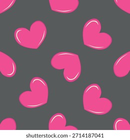 Lindo corazón brillante sin patrón para la industria del caramelo, Fondo de pantalla o impresión. Fondo sin fisuras del día de San Valentín