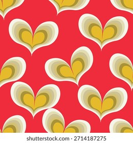 Niedliches glühendes Herz nahtloses Muster für Süßigkeiten Industrie, Tapete oder Druck. Valentinstag nahtloser Hintergrund