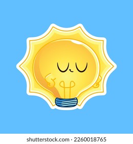 Cute glowing light bulbs cartoon illustration