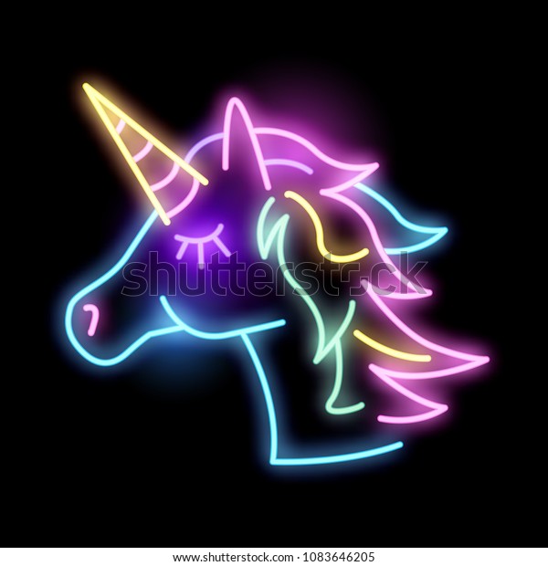 Cute Glowing Neon Unicorn Light Sign Stock Vector Royalty Free