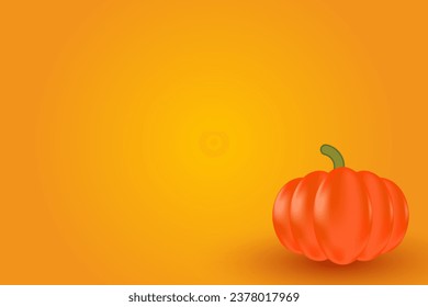 Cute glowing pumpkin cozy orange wallpaper. Vibrant bright orange color backdrop background. Cartoon pumpkin template for your design projects.