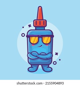 Cute Glue Bottle Character Mascot With Cool Expression Isolated Cartoon In Flat Style Design 