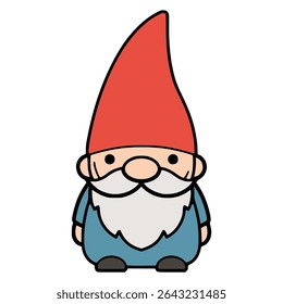 cute gnome with blue costume decoration flat color vector illustration template design