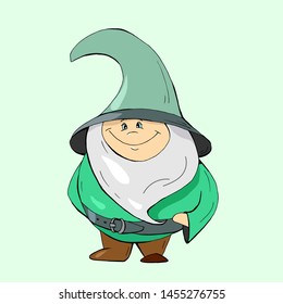 Cute gnome cartoon hand drawn vector illustration. Can be used for t-shirt print, kids wear fashion design, baby shower invitation card