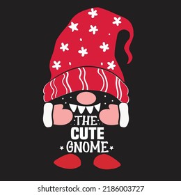 The Cute Gnome Christmas Svg T-Shirt Design
