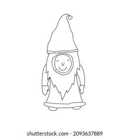 Cute gnome figure. coloring book page element. Vector illustration.