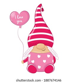Cute gnome. Happy Valentine's day clipart.