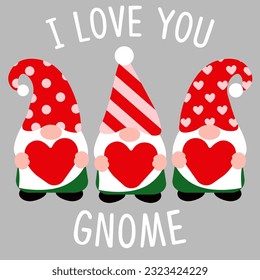 Cute gnome with heart. Vector art illustration.