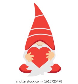 Cute gnome with the heart vector cartoon illustration