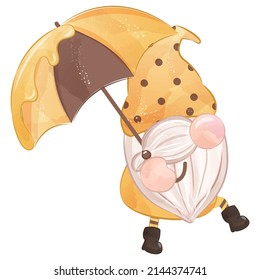 Cute Gnome And Honey Bee Illustration