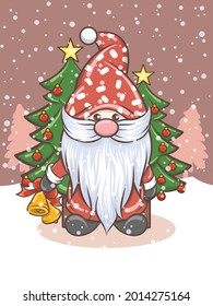 cute gnome illustration holding jingle bells