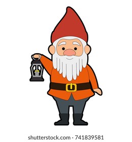 cute gnome with miner lamp character