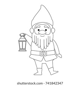 cute gnome with miner lamp character