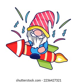 Cute gnome New Year 2023 and Christmas character clipart.