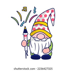 Cute gnome New Year 2023 and Christmas character clipart.