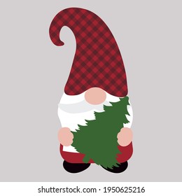 Cute gnome with pine tree, vector illustration