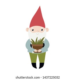 Cute gnome with a plant.