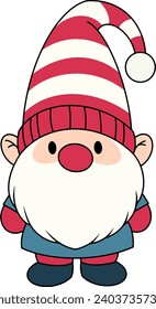 Cute Gnome Santa Claus in Christmas costume isolate on white  background vector illustration