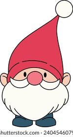 Cute Gnome Santa Claus in Christmas costume isolate on white  background vector illustration