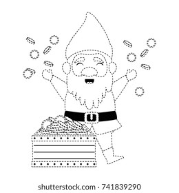 cute gnome with treasure chest character