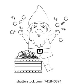 cute gnome with treasure chest character